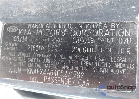 2015 Kia Forte Lx из США, поврежденный, VIN KNAFX4A64F5271782